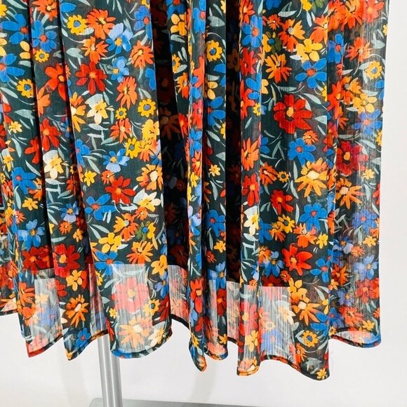 Calvin Klein Surplice Neck Faux Wrap Midi Dress Size 10 3/4 Sleeve Floral Print - Picture 6 of 16